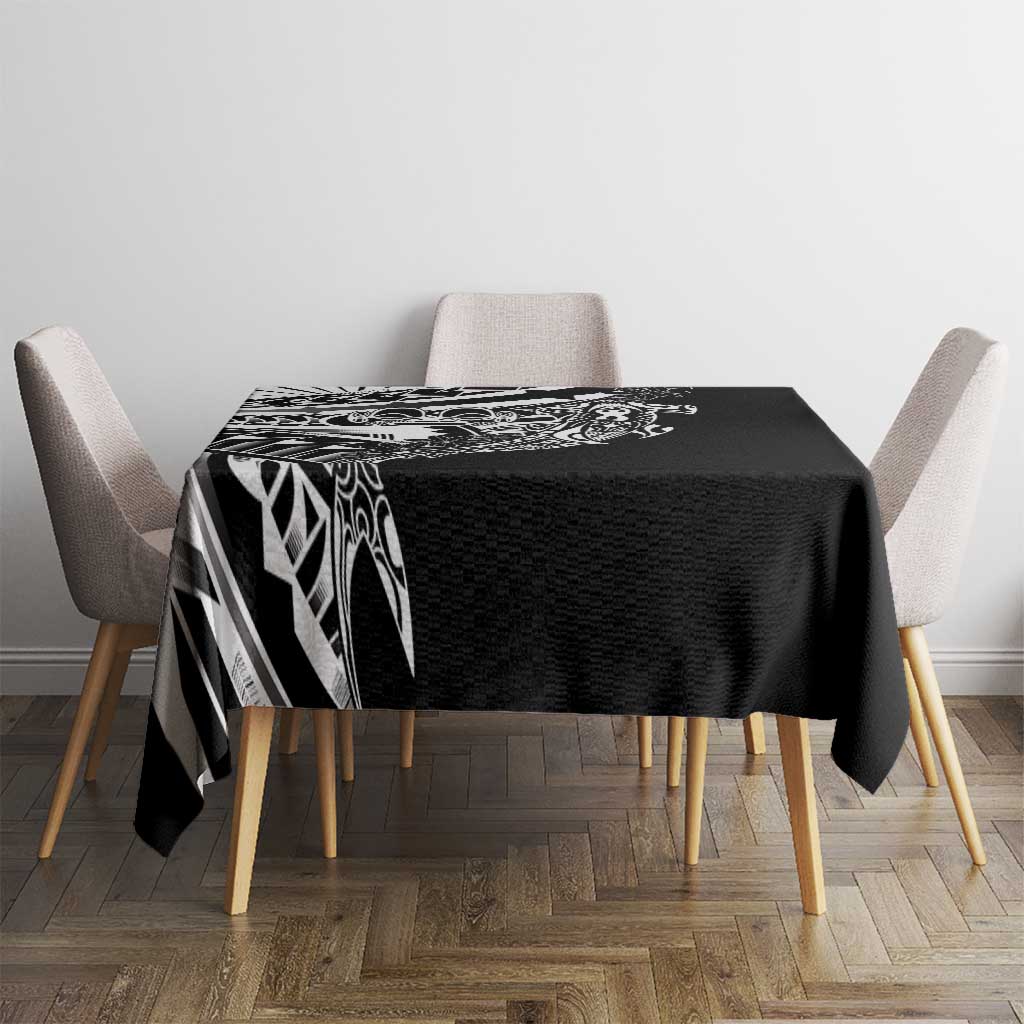 Black White Marquesas Islands Tablecloth Marquesan Matatiki Hammerhead Shark Patutiki LT14 - Polynesian Pride