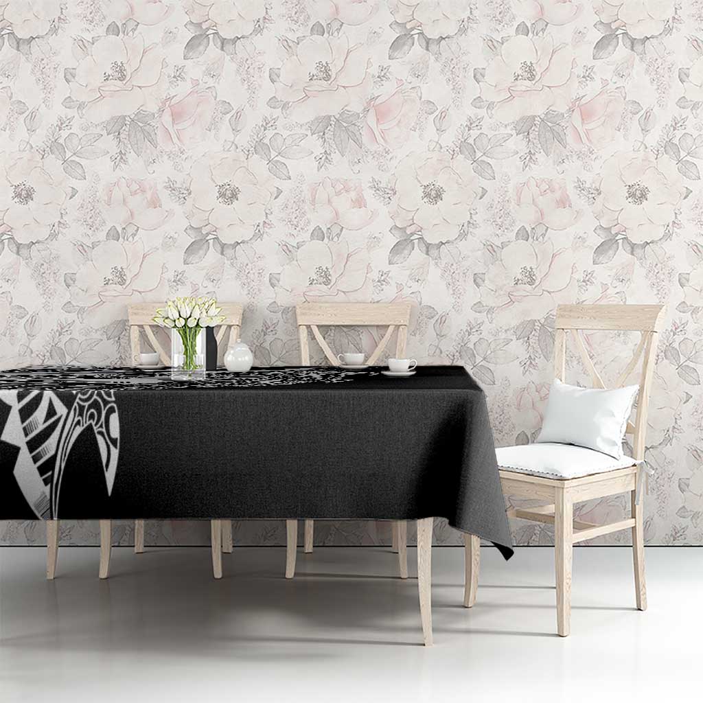 Black White Marquesas Islands Tablecloth Marquesan Matatiki Hammerhead Shark Patutiki LT14 - Polynesian Pride