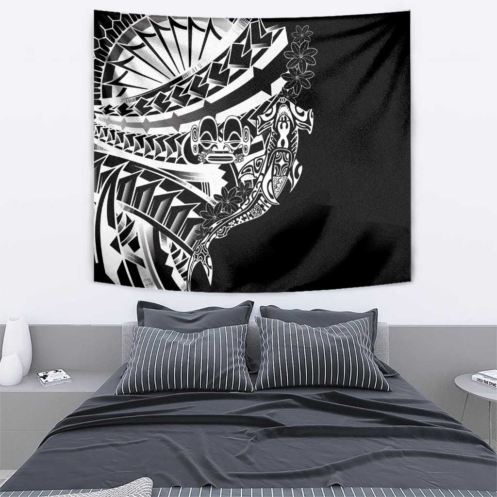 Black White Marquesas Islands Tapestry Marquesan Matatiki Hammerhead Shark Patutiki LT14 - Polynesian Pride