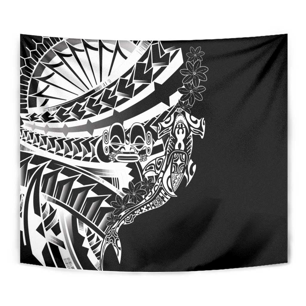 Black White Marquesas Islands Tapestry Marquesan Matatiki Hammerhead Shark Patutiki LT14 - Polynesian Pride