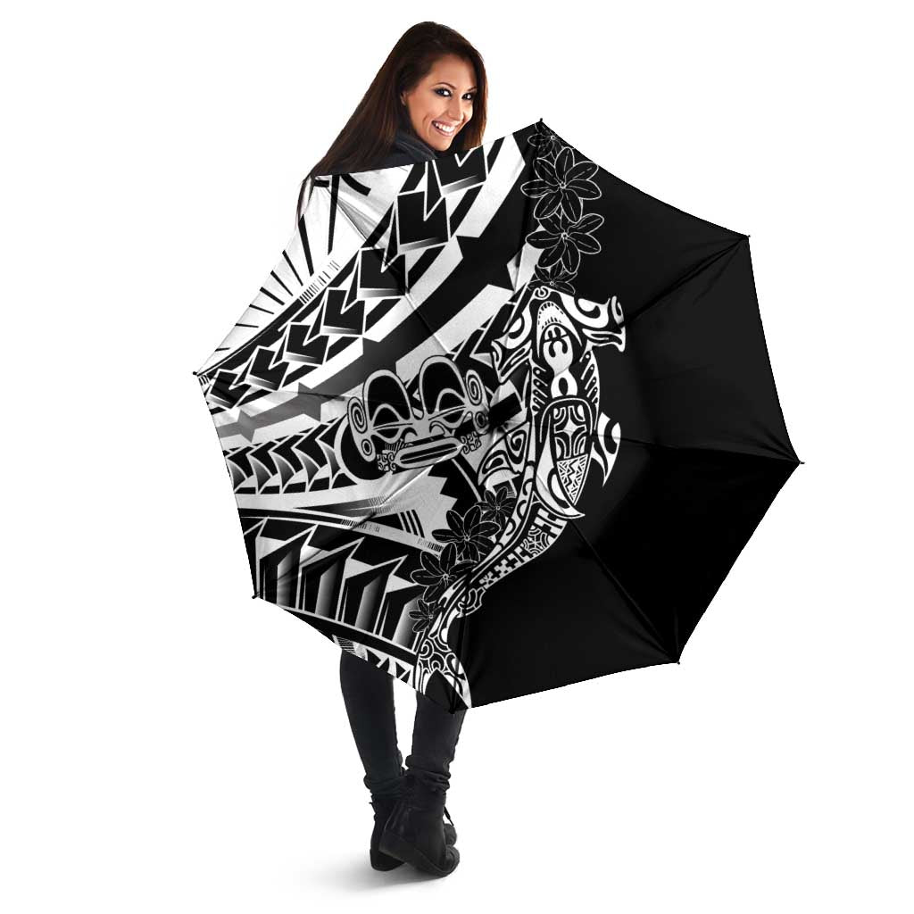 Black White Marquesas Islands Umbrella Marquesan Matatiki Hammerhead Shark Patutiki - Polynesian Pride