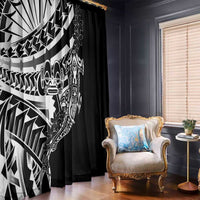 Black White Marquesas Islands Window Curtain Marquesan Matatiki Hammerhead Shark Patutiki LT14 - Polynesian Pride