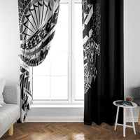 Black White Marquesas Islands Window Curtain Marquesan Matatiki Hammerhead Shark Patutiki LT14 - Polynesian Pride
