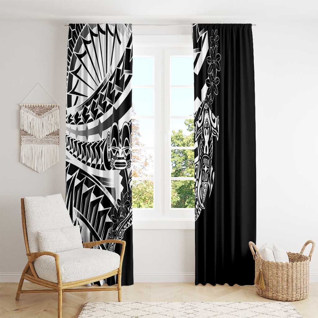 Black White Marquesas Islands Window Curtain Marquesan Matatiki Hammerhead Shark Patutiki LT14 - Polynesian Pride