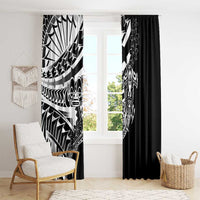 Black White Marquesas Islands Window Curtain Marquesan Matatiki Hammerhead Shark Patutiki LT14 - Polynesian Pride