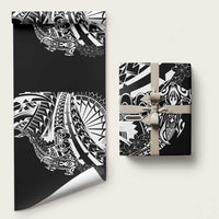 Black White Marquesas Islands Wrapping Paper Marquesan Matatiki Hammerhead Shark Patutiki - Polynesian Pride