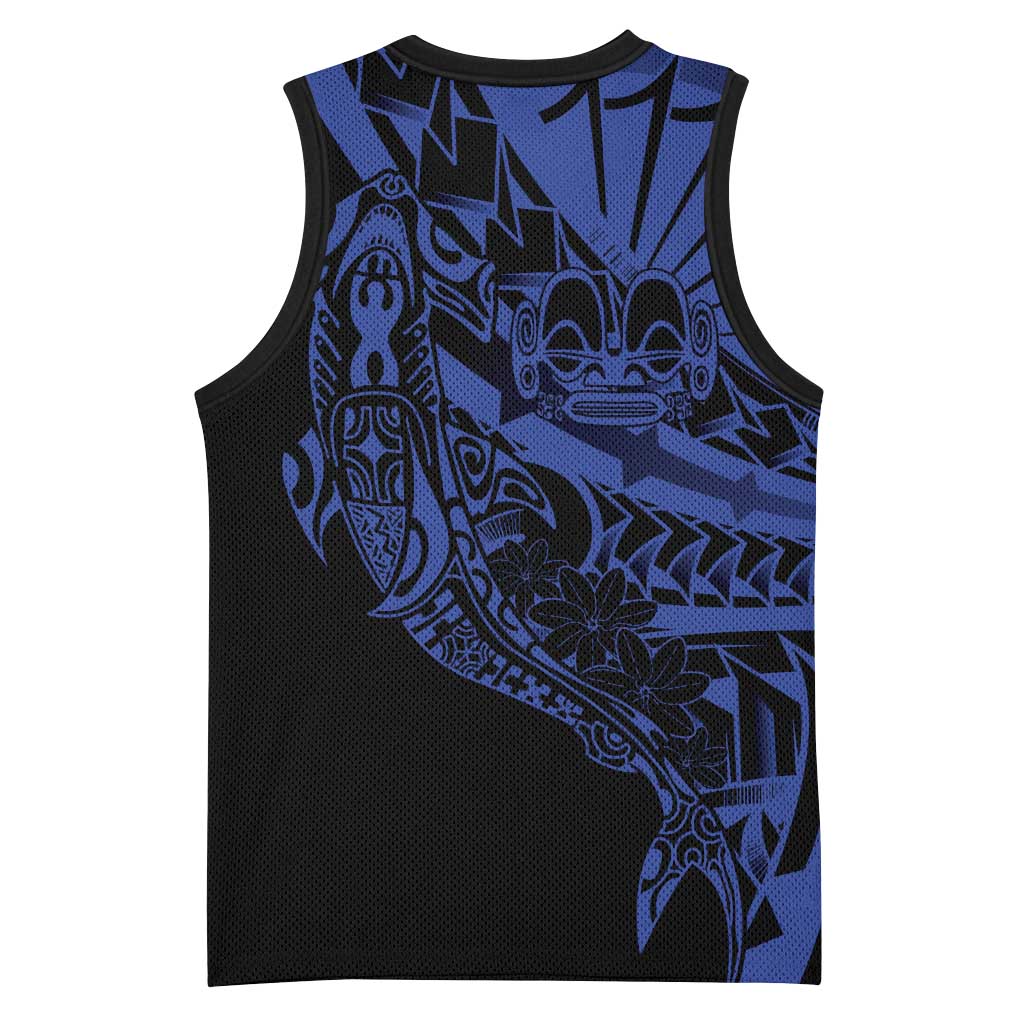 Blue Marquesas Islands Basketball Jersey Marquesan Matatiki Hammerhead Shark Patutiki - Polynesian Pride