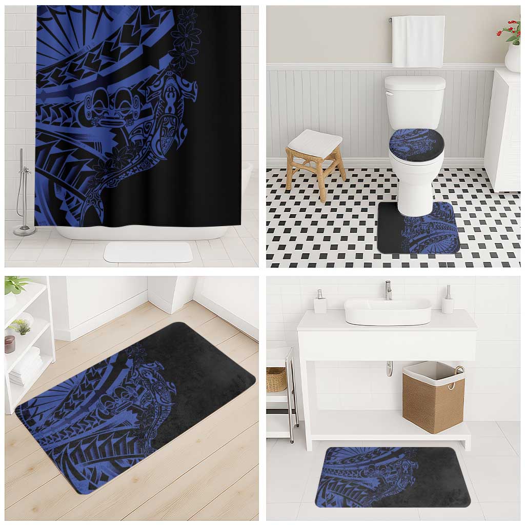 Blue Marquesas Islands Bathroom Set Marquesan Matatiki Hammerhead Shark Patutiki - Polynesian Pride