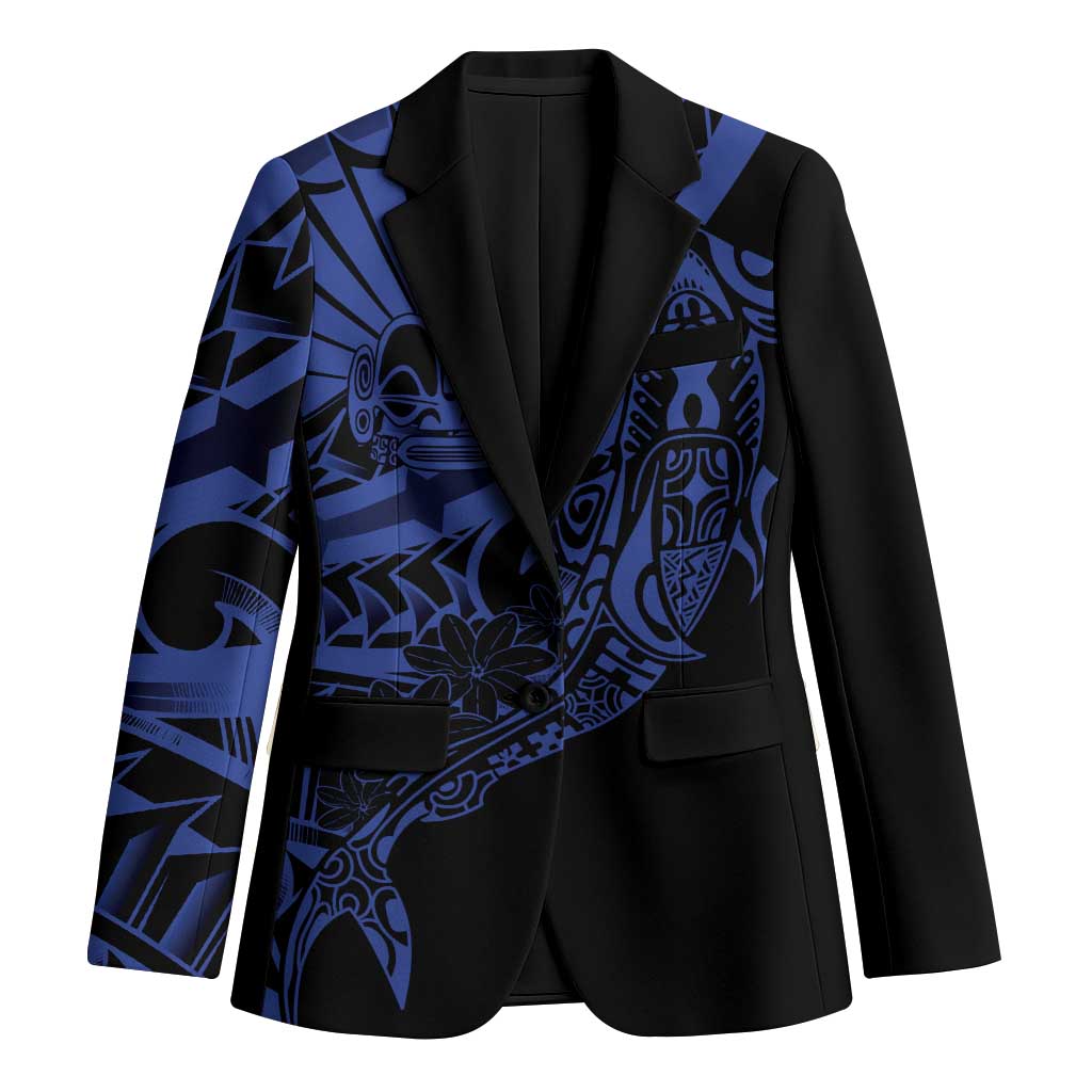 Blue Marquesas Islands Blazer Marquesan Matatiki Hammerhead Shark Patutiki LT14 Unisex Blue - Polynesian Pride