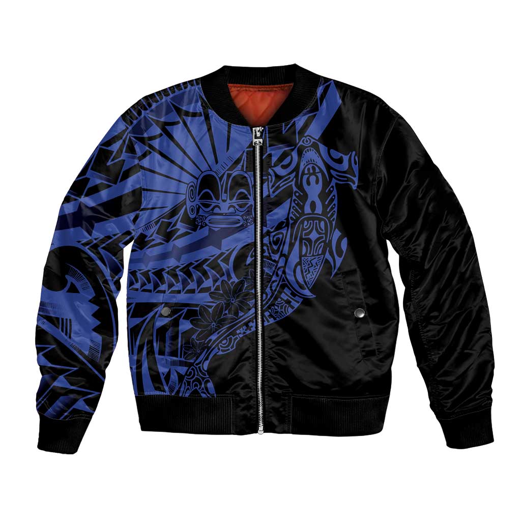 Blue Marquesas Islands Bomber Jacket Marquesan Matatiki Hammerhead Shark Patutiki LT14 Unisex Blue - Polynesian Pride