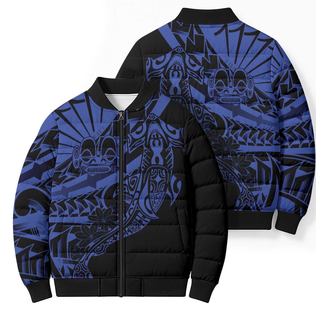 Blue Marquesas Islands Bomber Puffer Jacket Marquesan Matatiki Hammerhead Shark Patutiki - Polynesian Pride