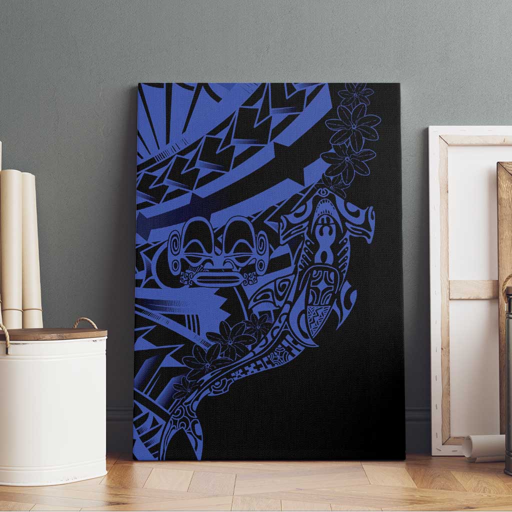 Blue Marquesas Islands Canvas Wall Art Marquesan Matatiki Hammerhead Shark Patutiki - Polynesian Pride
