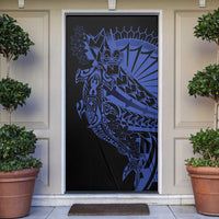 Blue Marquesas Islands Door Cover Marquesan Matatiki Hammerhead Shark Patutiki - Polynesian Pride