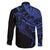 Blue Marquesas Islands Family Matching Off The Shoulder Long Sleeve Dress and Hawaiian Shirt Marquesan Matatiki Hammerhead Shark Patutiki - Polynesian Pride