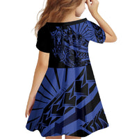 Blue Marquesas Islands Family Matching Off Shoulder Maxi Dress and Hawaiian Shirt Marquesan Matatiki Hammerhead Shark Patutiki - Polynesian Pride