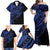 Blue Marquesas Islands Family Matching Off Shoulder Maxi Dress and Hawaiian Shirt Marquesan Matatiki Hammerhead Shark Patutiki - Polynesian Pride