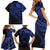 Blue Marquesas Islands Family Matching Short Sleeve Bodycon Dress and Hawaiian Shirt Marquesan Matatiki Hammerhead Shark Patutiki - Polynesian Pride