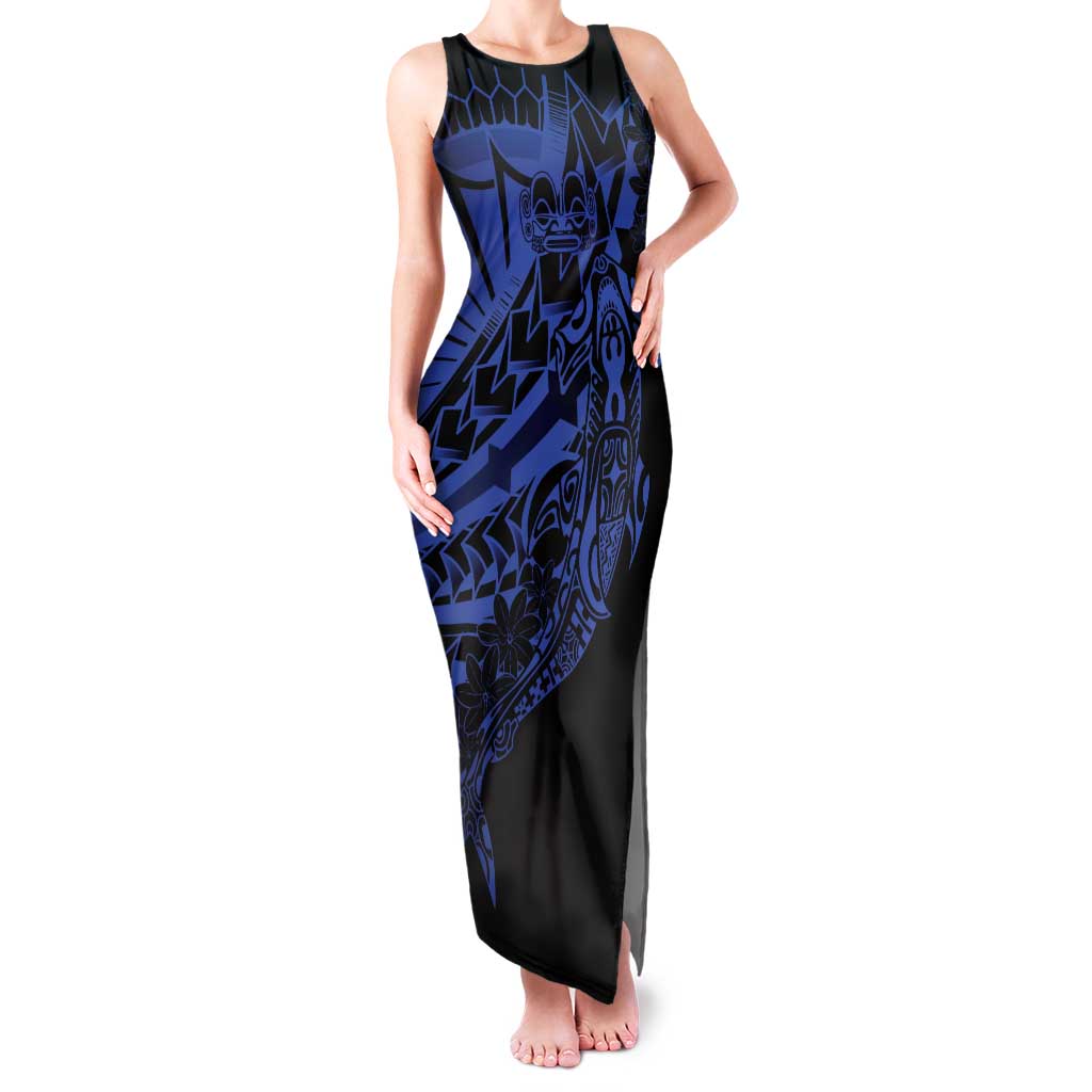 Blue Marquesas Islands Family Matching Tank Maxi Dress and Hawaiian Shirt Marquesan Matatiki Hammerhead Shark Patutiki - Polynesian Pride