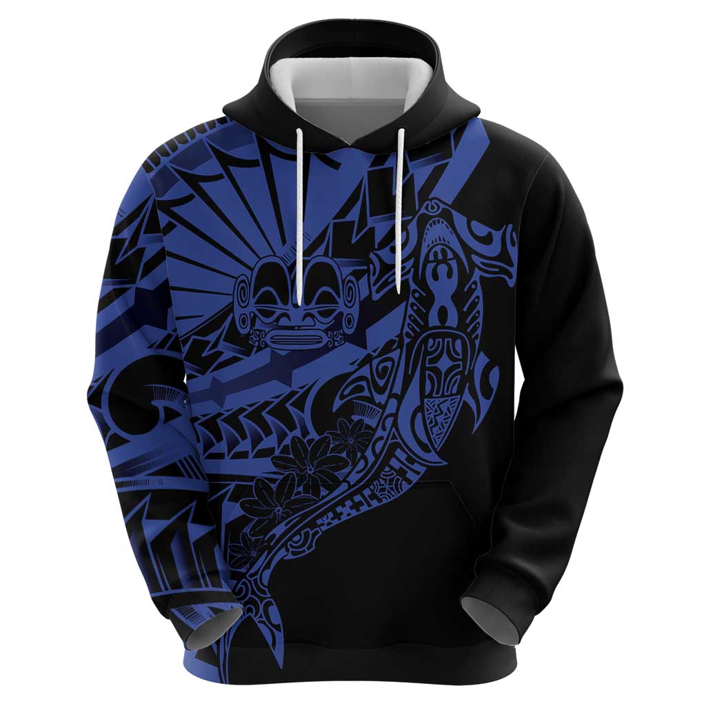 Blue Marquesas Islands Hoodie Marquesan Matatiki Hammerhead Shark Patutiki - Polynesian Pride