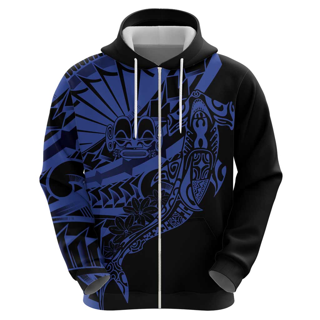 Blue Marquesas Islands Hoodie Marquesan Matatiki Hammerhead Shark Patutiki - Polynesian Pride