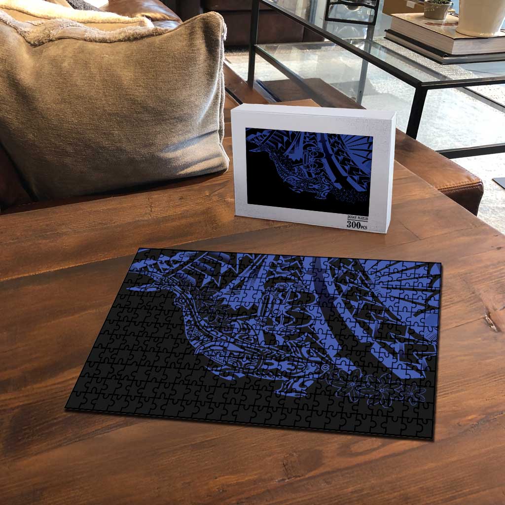 Blue Marquesas Islands Puzzle Marquesan Matatiki Hammerhead Shark Patutiki - Polynesian Pride