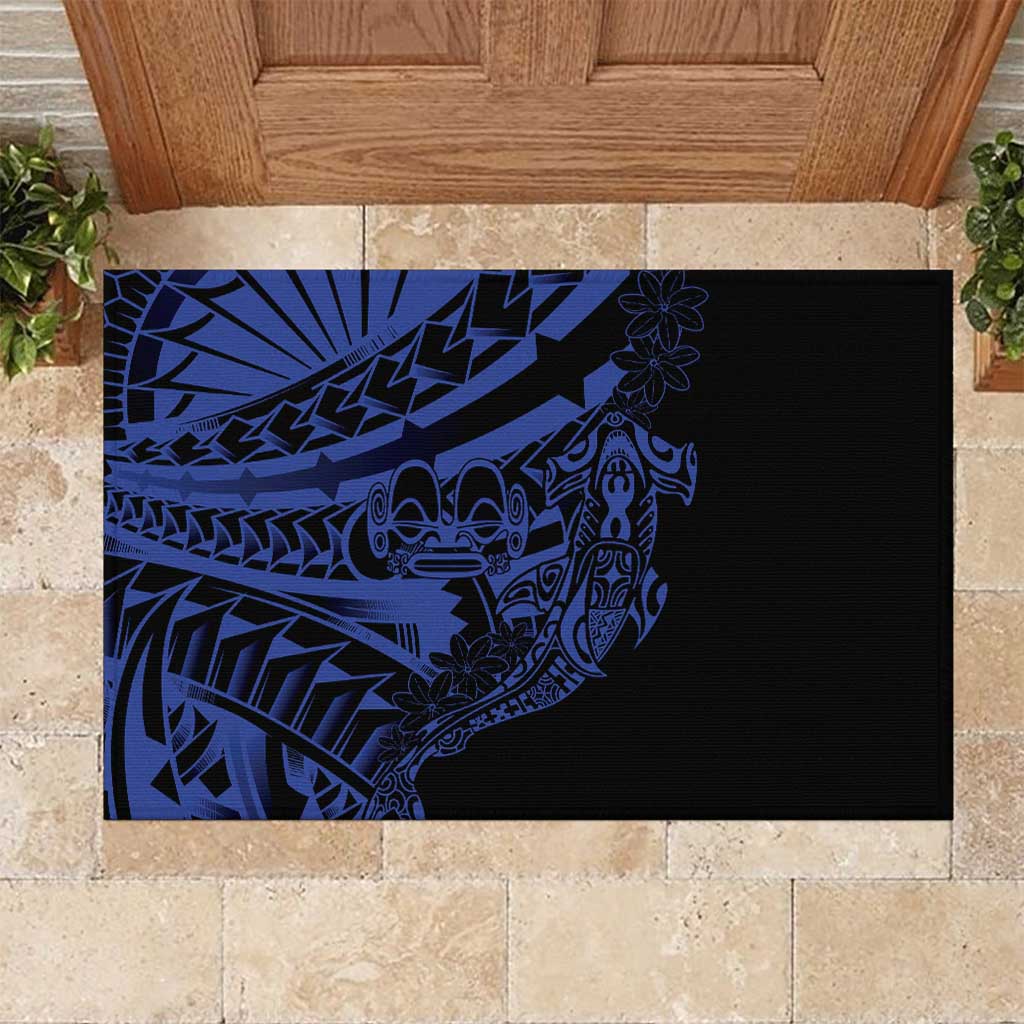 Blue Marquesas Islands Rubber Doormat Marquesan Matatiki Hammerhead Shark Patutiki - Polynesian Pride