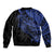 Blue Marquesas Islands Sleeve Zip Bomber Jacket Marquesan Matatiki Hammerhead Shark Patutiki - Polynesian Pride