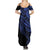 Blue Marquesas Islands Summer Maxi Dress Marquesan Matatiki Hammerhead Shark Patutiki - Polynesian Pride