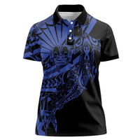 Blue Marquesas Islands Women Polo Shirt Marquesan Matatiki Hammerhead Shark Patutiki - Polynesian Pride