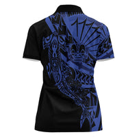 Blue Marquesas Islands Women Polo Shirt Marquesan Matatiki Hammerhead Shark Patutiki - Polynesian Pride