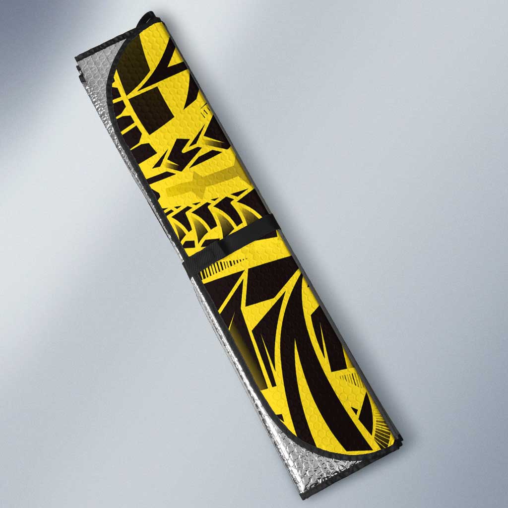 Yellow Marquesas Islands Auto Sun Shade Marquesan Matatiki Hammerhead Shark Patutiki LT14 - Polynesian Pride