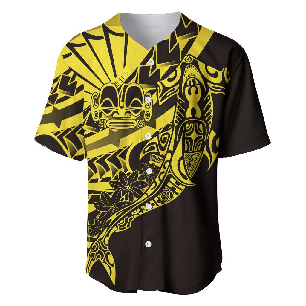 Yellow Marquesas Islands Baseball Jersey Marquesan Matatiki Hammerhead Shark Patutiki LT14 Yellow - Polynesian Pride