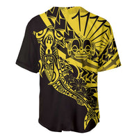Yellow Marquesas Islands Baseball Jersey Marquesan Matatiki Hammerhead Shark Patutiki LT14 - Polynesian Pride