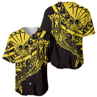 Yellow Marquesas Islands Baseball Jersey Marquesan Matatiki Hammerhead Shark Patutiki LT14 - Polynesian Pride