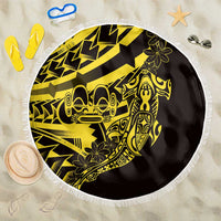 Yellow Marquesas Islands Beach Blanket Marquesan Matatiki Hammerhead Shark Patutiki LT14 One Size 150cm Yellow - Polynesian Pride
