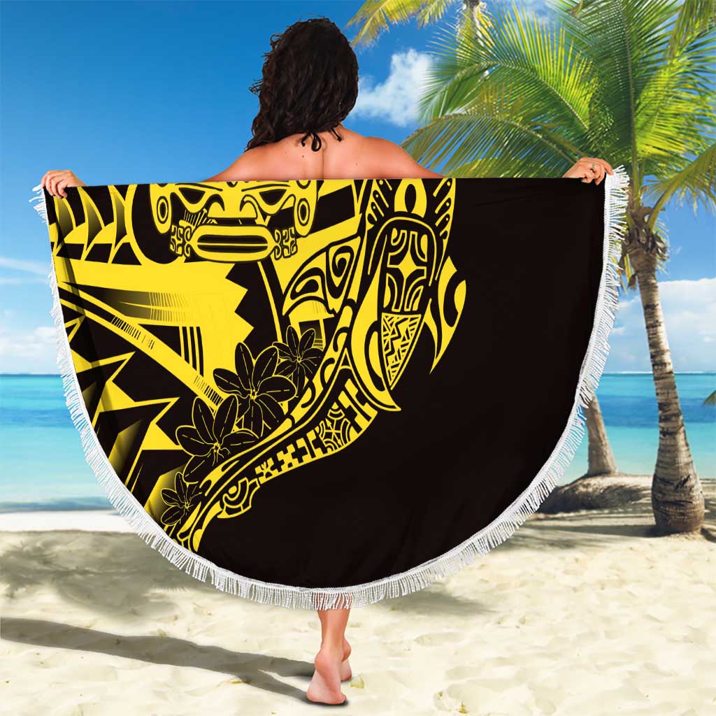 Yellow Marquesas Islands Beach Blanket Marquesan Matatiki Hammerhead Shark Patutiki LT14 - Polynesian Pride