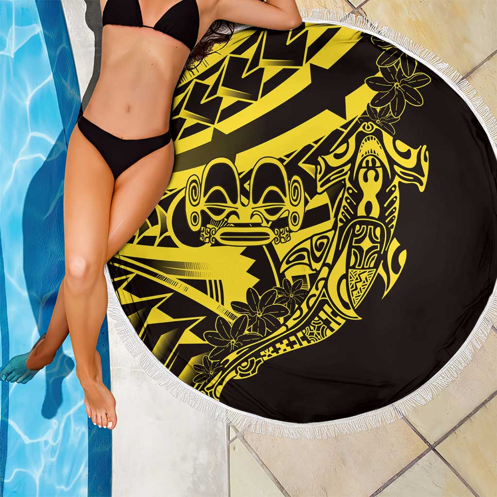 Yellow Marquesas Islands Beach Blanket Marquesan Matatiki Hammerhead Shark Patutiki LT14 - Polynesian Pride