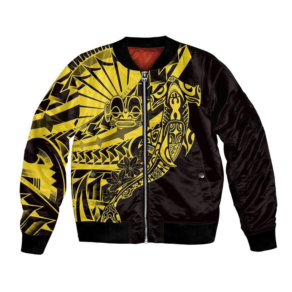 Yellow Marquesas Islands Bomber Jacket Marquesan Matatiki Hammerhead Shark Patutiki LT14 Unisex Yellow - Polynesian Pride
