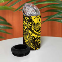 Yellow Marquesas Islands 4 in 1 Can Cooler Tumbler Marquesan Matatiki Hammerhead Shark Patutiki LT14 - Polynesian Pride