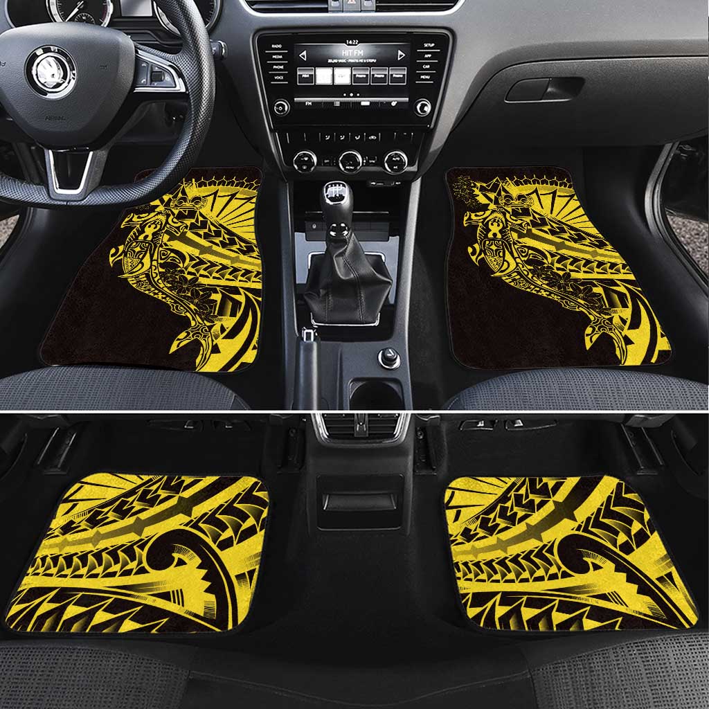 Yellow Marquesas Islands Car Mats Marquesan Matatiki Hammerhead Shark Patutiki - Polynesian Pride