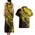 Yellow Marquesas Islands Couples Matching Tank Maxi Dress and Hawaiian Shirt Marquesan Matatiki Hammerhead Shark Patutiki - Polynesian Pride
