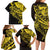 Yellow Marquesas Islands Family Matching Long Sleeve Bodycon Dress and Hawaiian Shirt Marquesan Matatiki Hammerhead Shark Patutiki - Polynesian Pride