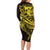Yellow Marquesas Islands Family Matching Long Sleeve Bodycon Dress and Hawaiian Shirt Marquesan Matatiki Hammerhead Shark Patutiki - Polynesian Pride