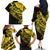 Yellow Marquesas Islands Family Matching Off The Shoulder Long Sleeve Dress and Hawaiian Shirt Marquesan Matatiki Hammerhead Shark Patutiki - Polynesian Pride