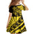 Yellow Marquesas Islands Family Matching Off Shoulder Maxi Dress and Hawaiian Shirt Marquesan Matatiki Hammerhead Shark Patutiki - Polynesian Pride