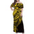Yellow Marquesas Islands Family Matching Off Shoulder Maxi Dress and Hawaiian Shirt Marquesan Matatiki Hammerhead Shark Patutiki - Polynesian Pride