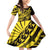 Yellow Marquesas Islands Family Matching Off Shoulder Short Dress and Hawaiian Shirt Marquesan Matatiki Hammerhead Shark Patutiki - Polynesian Pride