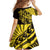 Yellow Marquesas Islands Family Matching Puletasi and Hawaiian Shirt Marquesan Matatiki Hammerhead Shark Patutiki - Polynesian Pride