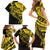 Yellow Marquesas Islands Family Matching Short Sleeve Bodycon Dress and Hawaiian Shirt Marquesan Matatiki Hammerhead Shark Patutiki - Polynesian Pride