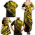 Yellow Marquesas Islands Family Matching Summer Maxi Dress and Hawaiian Shirt Marquesan Matatiki Hammerhead Shark Patutiki - Polynesian Pride